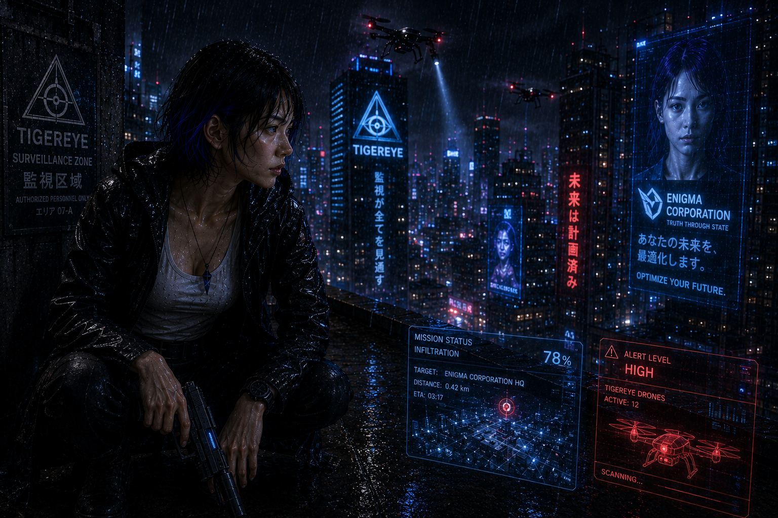 雨の未来都市を歩く Maria Sapphire